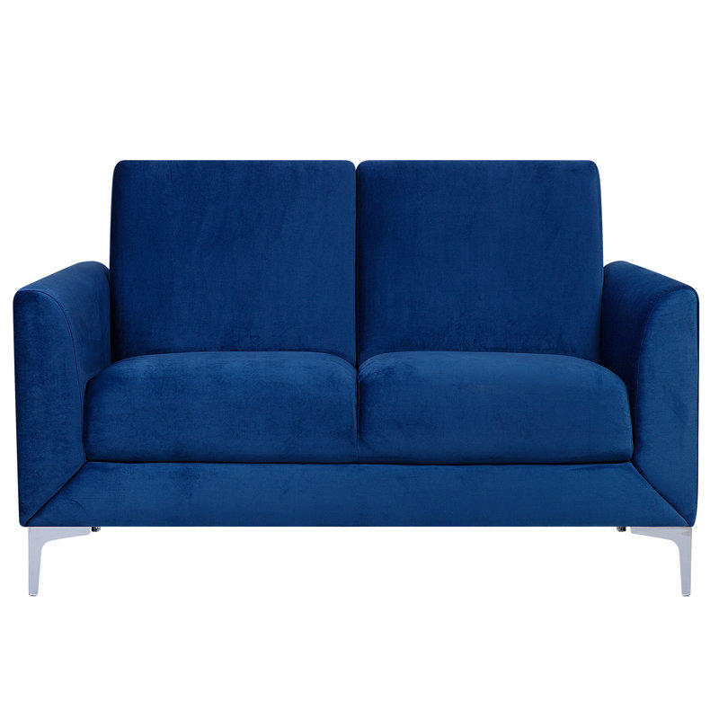 Rhomb Velvet Loveseat, Blue