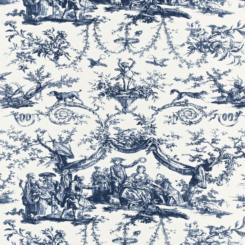 Tissu Le Couronnement De La Rosiere, Bleu