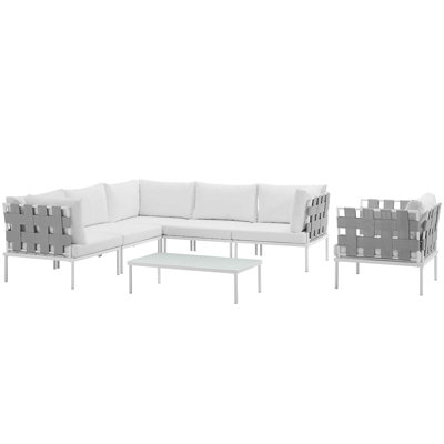 Harmony 7-piece Outdoor Patio Aluminum Sectional Sofa Set