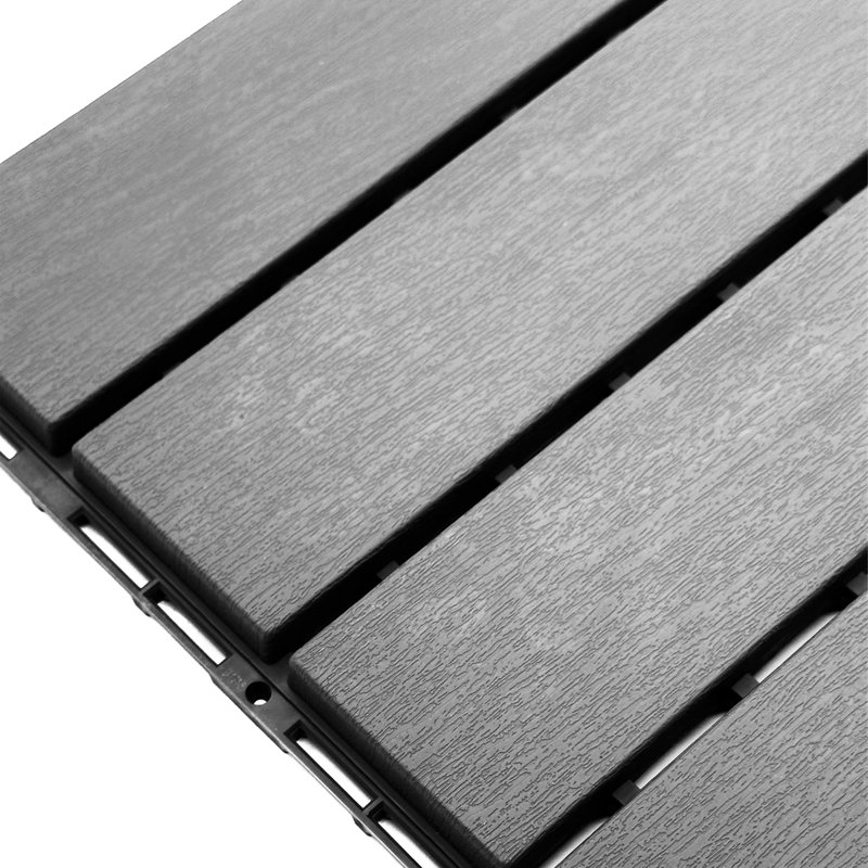 Sosuke 30cm L x 30cm W Plastic Interlocking Deck Tile, Grey