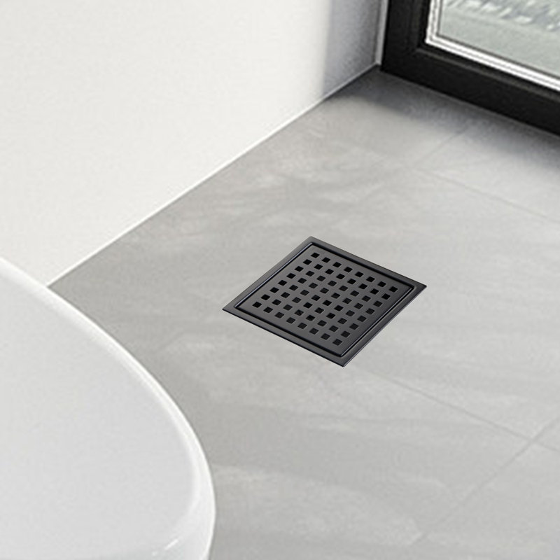 Grille de drain de douche l 6 po, Noir mat