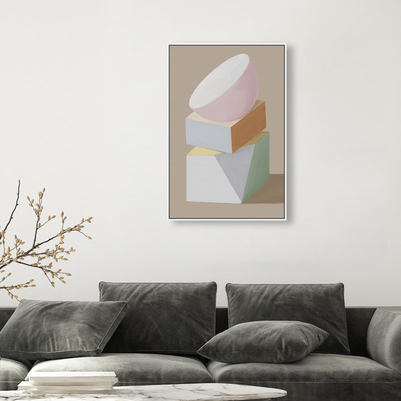Sculptural Composition II Print by Oliver Gal, 25"H x 37"W, White Floater Frame