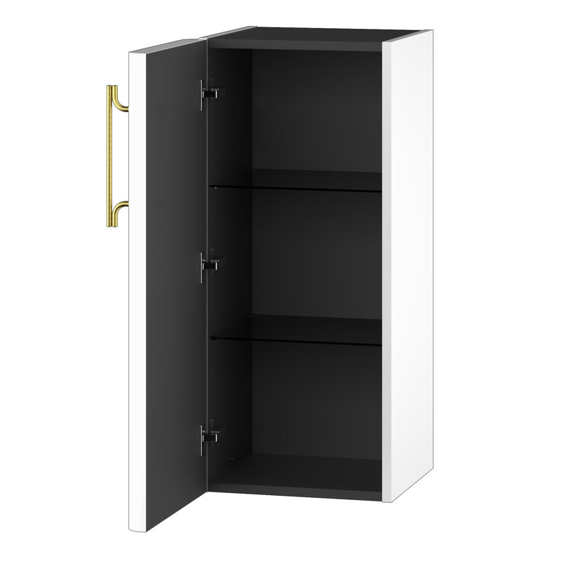 Ashauria Bathroom Cabinet, Premium White Supermatt/Gold, Left
