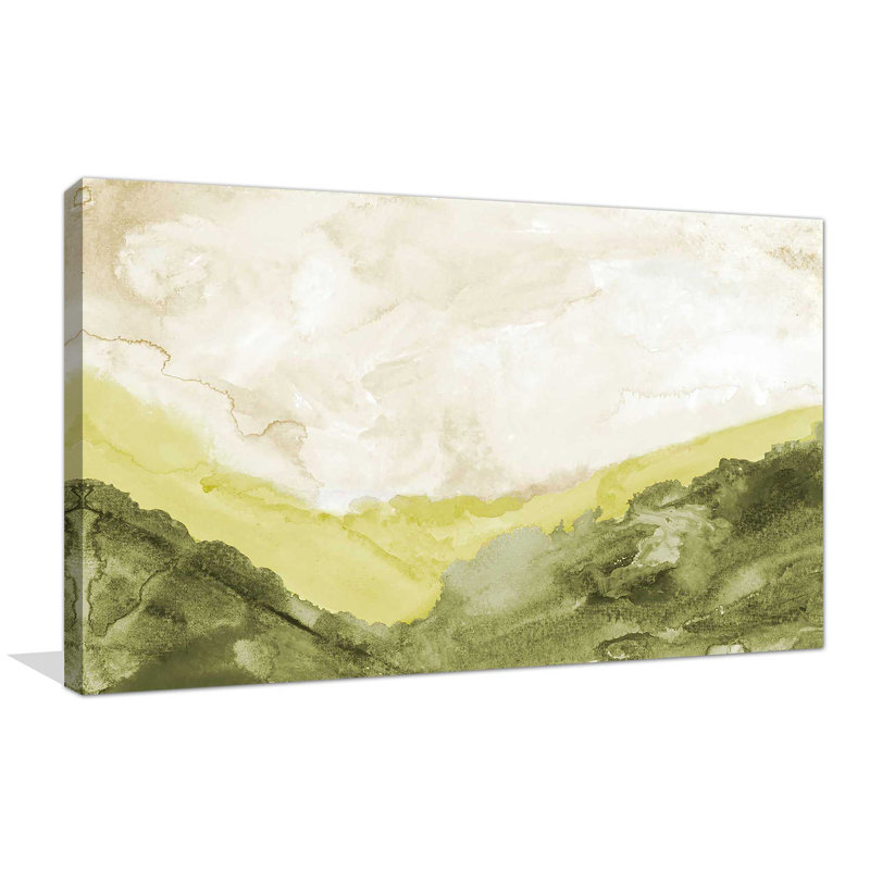 «Washed Green Landscape» par B. Danelle - Peinture, Toile tendue, H 18 po x l 30 po x P 1 po