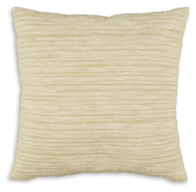 Budrey Square Beige and White Cotton Pillow
