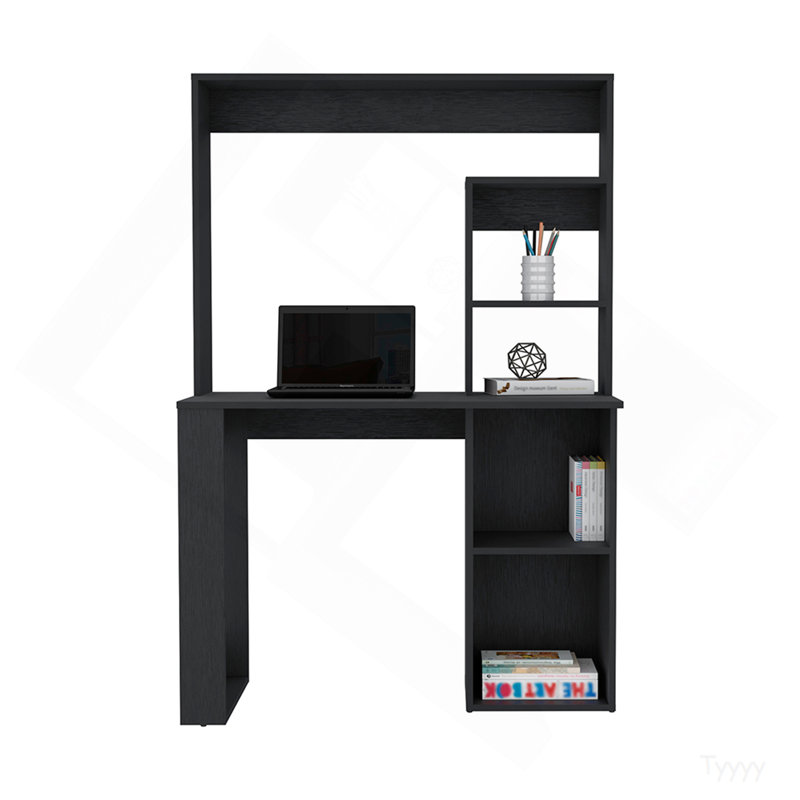 Bureau Maine avec rehausse et tablettes, Black