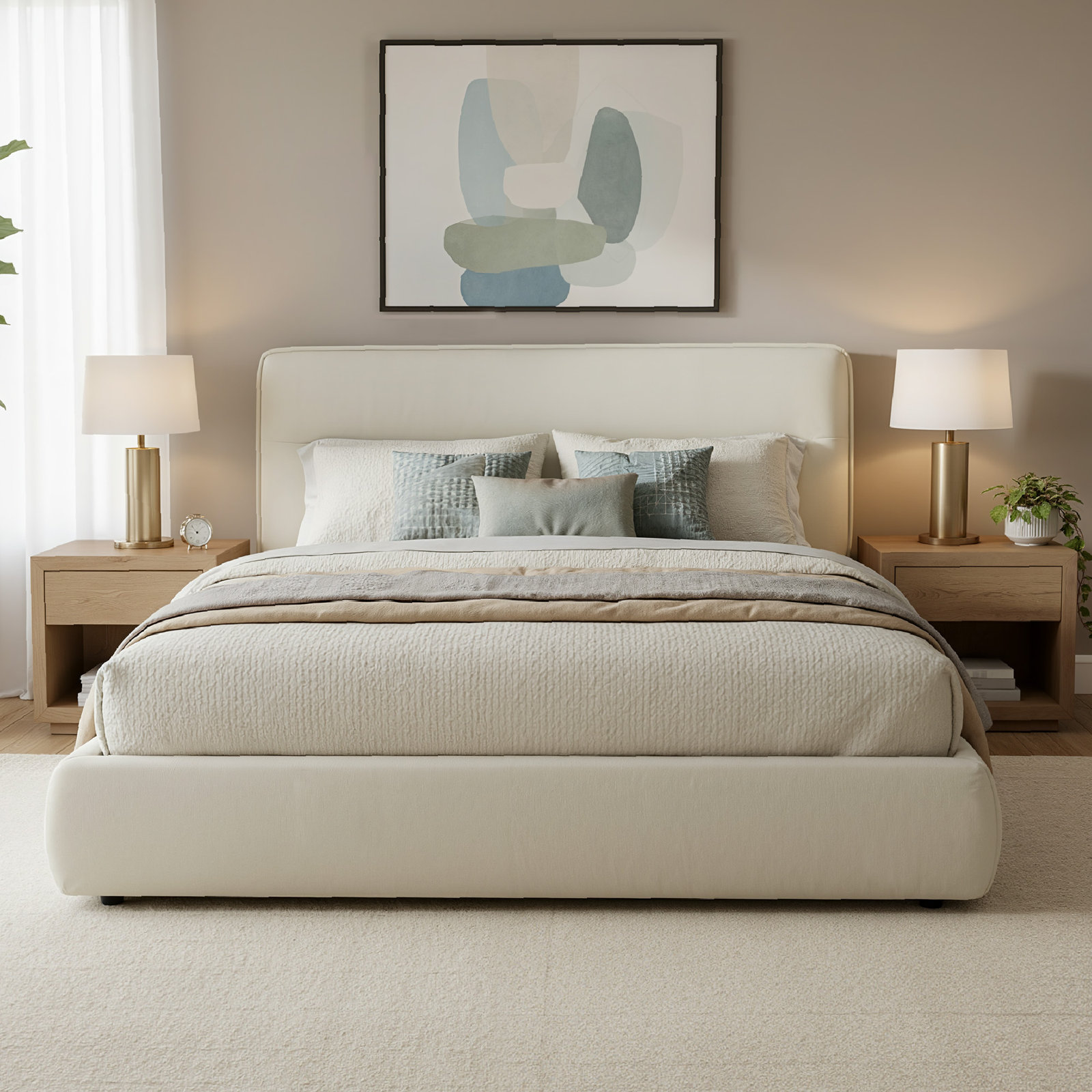 Micah Velvet Upholstered Bed, Queen, Gray