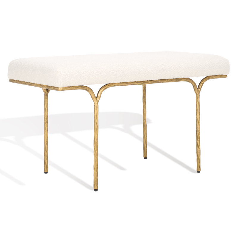 Banc rembourré Poviones Boucle, Laiton, H 20 po x l 36 po x P 16 po