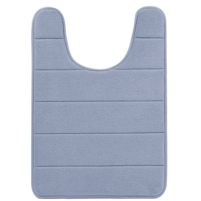 Adelinde U-Shaped Contour Memory Foam Toilet Mat - Non-Slip Backing, Water Absorbent, Machine Washable, Super Cozy - Luxurious Velvet Comfort Washroom Rug - 16"x24"