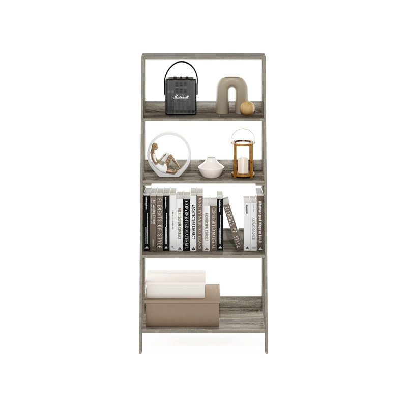 135.9 cm H Ladder Bookcase, 135.9 cm H x 60 cm W x 33 cm D x, Grey
