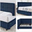 Canapé-lit rembourré en velours bleu foncé Mid-Century avec dossier et accoudoirs, lit de jour pour chambre à coucher et salon-1764931702