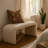 Accent Bench, C Shaped Design Ivory Boucle Upholstery, 44 Inch