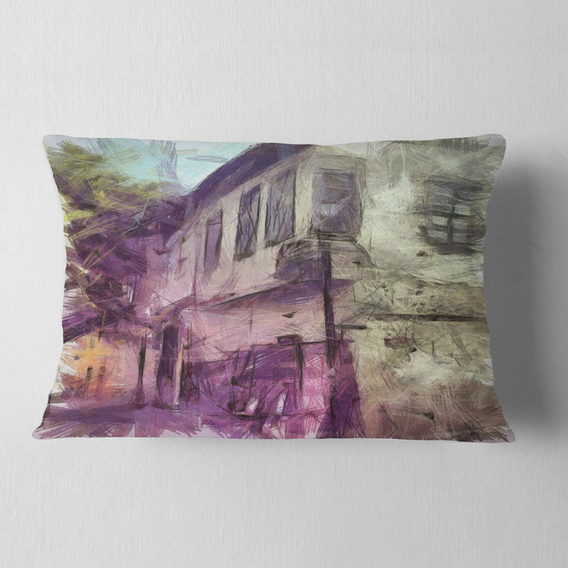Coussin lombaire à croquis aquarelle Cityscape