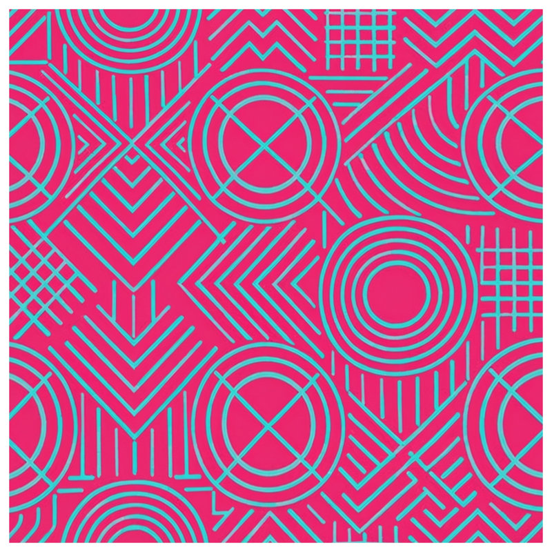 Édredon rose et bleu à cercles géométriques, Twin