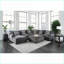 Repose-pieds, chenille gris anthracite contemporain avec plateau en mousse viscoélastique, 42 x 42 x 21 | Pieds en bois massif | Cadre espresso-1501187884
