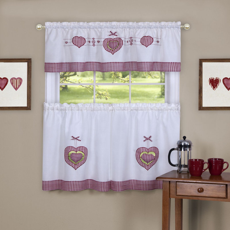 Tejeda Plaid Tailored Kitchen Curtain, 56" W x 24" L