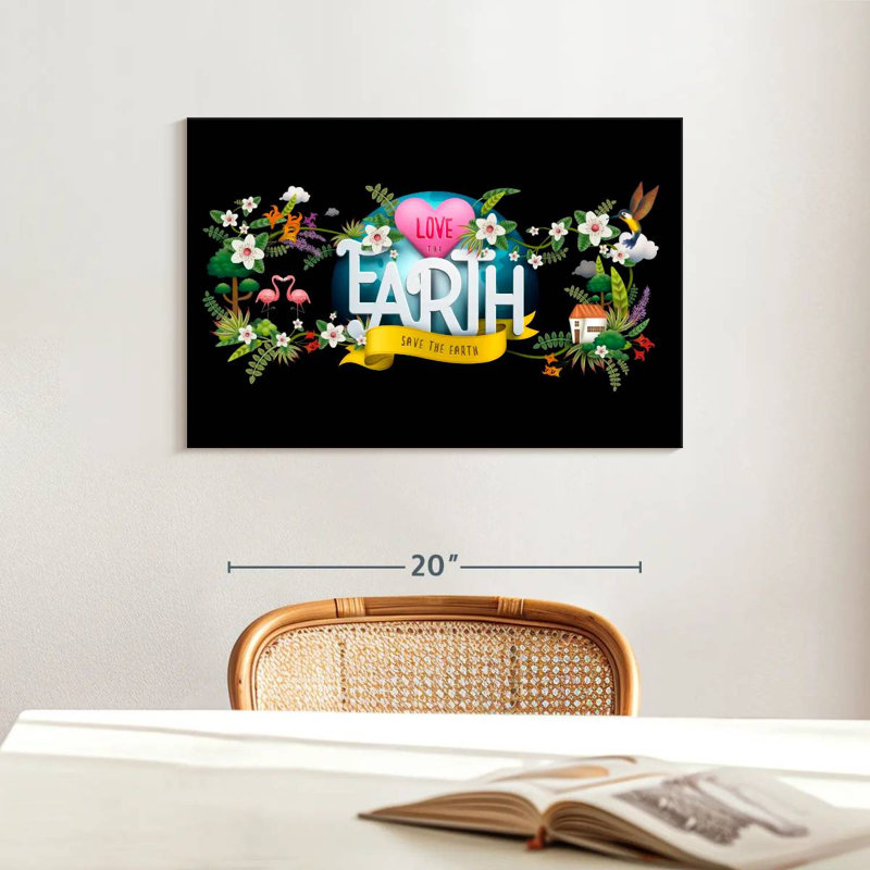 Floral Love The Earth, H 16 po x l 24 po