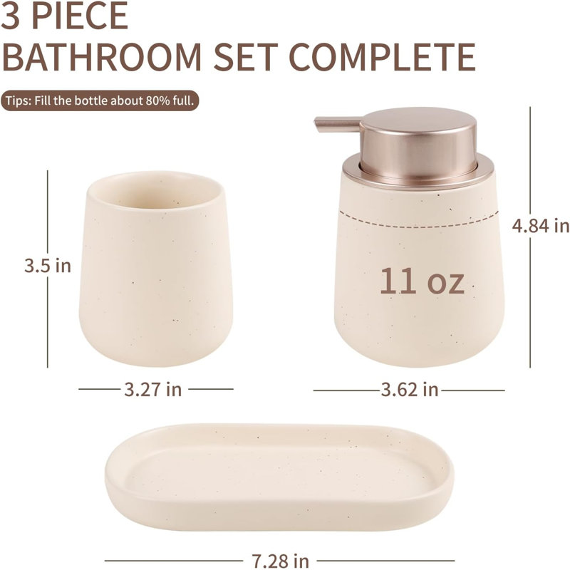Ceramic bathroom accessory set 3 pieces