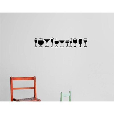 Décalcomanie murale verre à vin