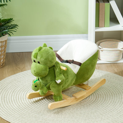 Baby Rocking Horse, Toddler Plush Dinosaur Animal Rocker With Seat Belt, 32 Songs, Hand Puppet, Kids Riding Horse Rocking Chair For 18-36 Months,