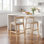 Tabourets de bar contemporains en bois avec revêtement, ensemble de 2