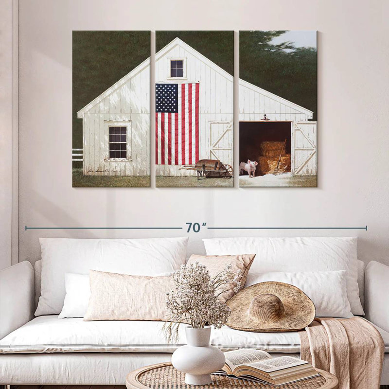 Lilie Barn With Piglet, 32" H x 50" W