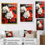 Hortensias monochromes avec feuilles rouges III - impressions sur toile florales-555428868-555428893-555428870