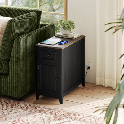 End Table With Storage Charging Station Hidden Usb Ports And Outlet