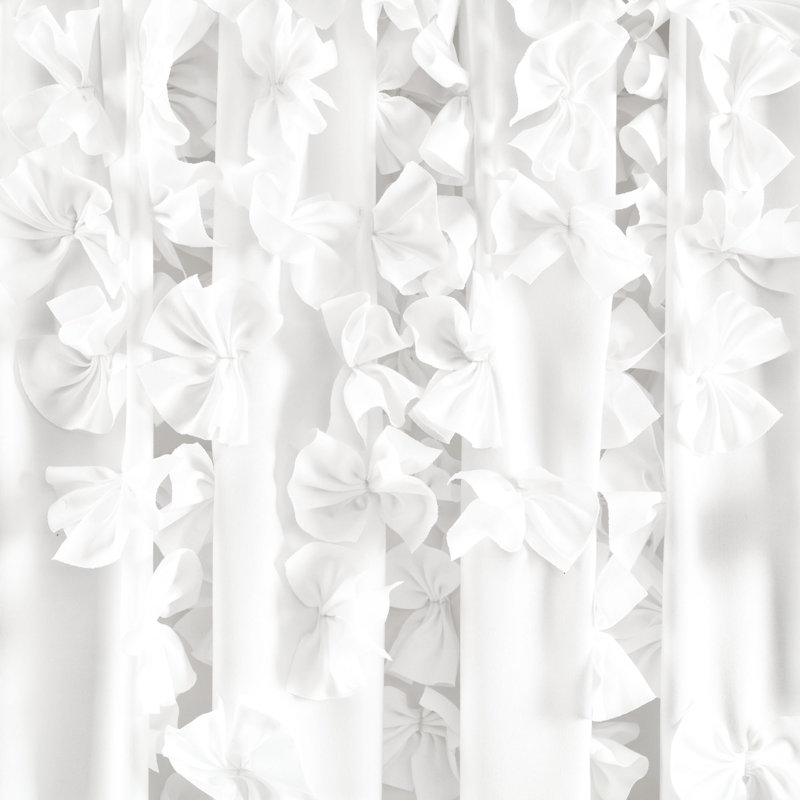 Lush Decor Riley Semi-Sheer Single Curtain Panel, White, 54" W x 63" L