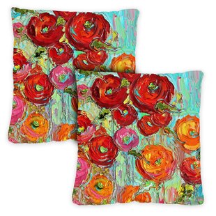 Fabulous Flowers 18 X 18 Inch Outdoor Pillow Case, Set Of 2 (Set of 2)