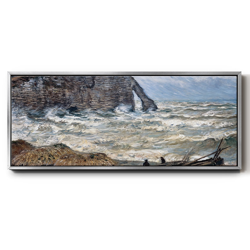 Le Manneport, Etretat, mer agitée, 1883, H 12 po x l 30 po x P 1,5 po, Argent