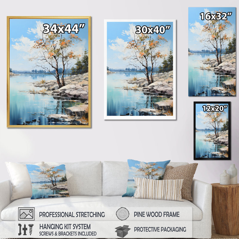 «Celedonia Lonely Tree Archipelago», reproduction sur toile, H 20 po x l 12 po x P 1 po, Cadre flottant doré