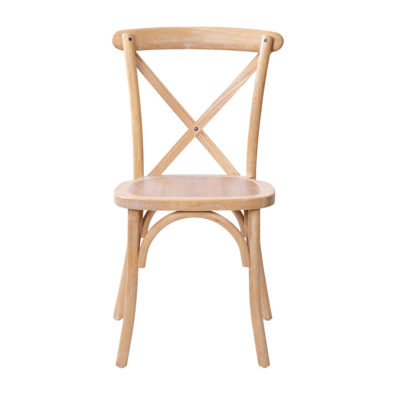 Arquit Stackable Cross-Back Wooden Bistro Chair, Driftwood, 1