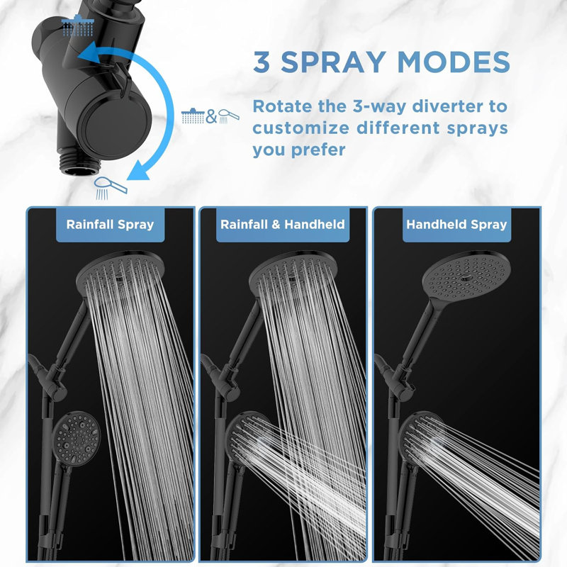 Dual Filtered Rain Shower Head Combo, Matte Black