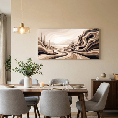 Sepia Toned Desert Dunes and Rock Spires Canvas Wall Art