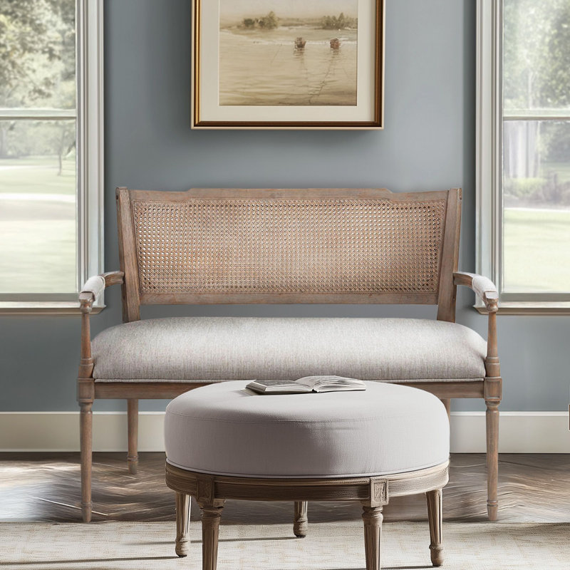 Willshire 47.25'' W Rattan Shield-Back Settee