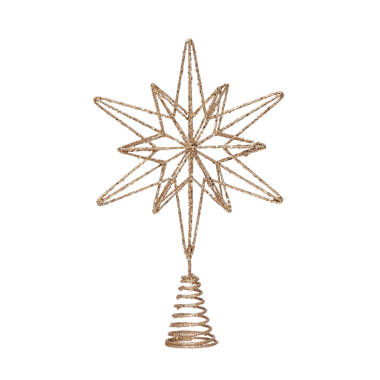 ORNATIVITY Jewel Star Tree Topper - Gold Glitter Sparkling Metal