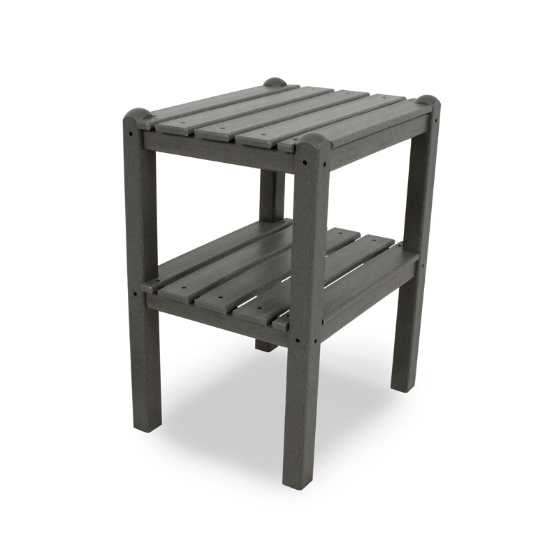 POLYWOOD Two Shelf Side Table, Slate Gray