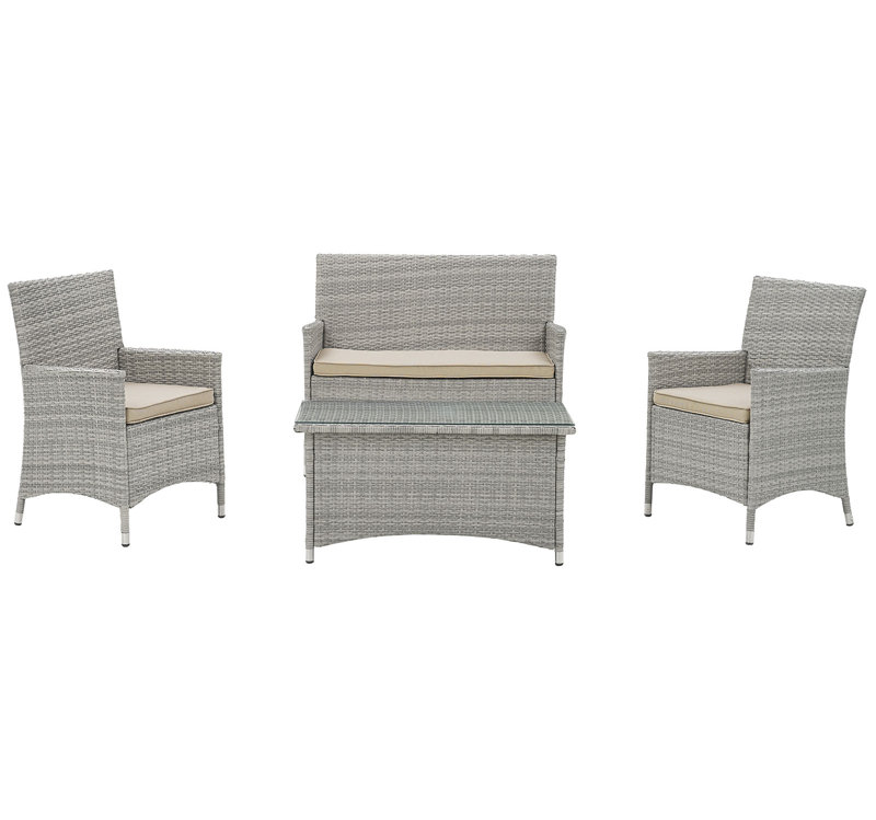 Ensemble modulaire d'extérieur en rotin 4 pièces Bridge de Modway, Beige