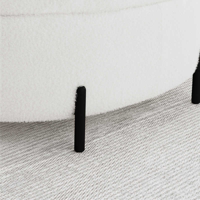 Banc de rangement avec repose-pieds en métal 33,9 "avec demi-lune, Ivoire ivoire
