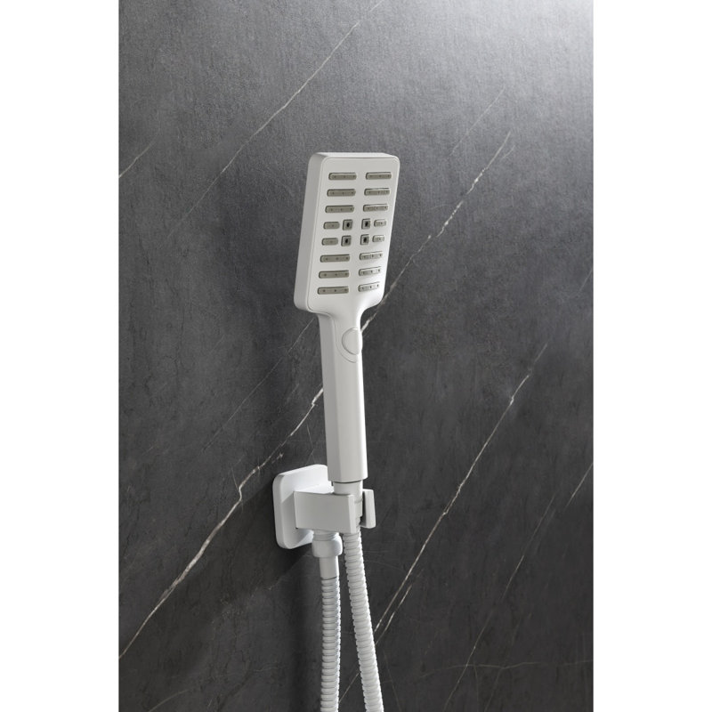 Système de douche avec pomme de douche, douche à main, barre coulissante, jets de corps, bras de douche, tuyau, garniture de valve et poignées à levier