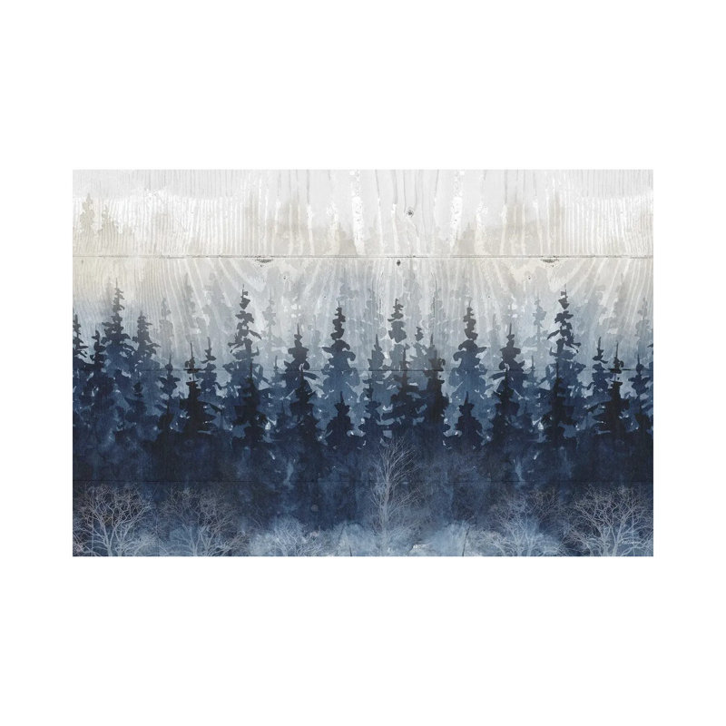 «Misty Indigo Forest» - Giclée sur toile tendue avec châssis