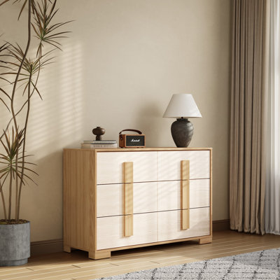 47.2'' W Natural and White 6-Drawer Dresser