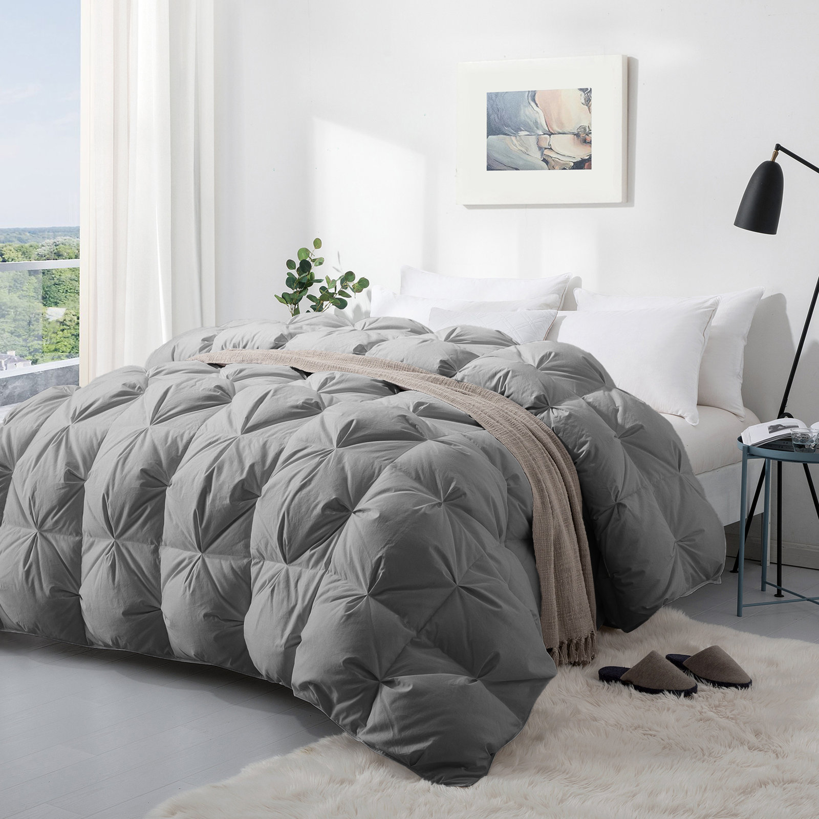 Organic Cotton Comforter Set, California King, Gray