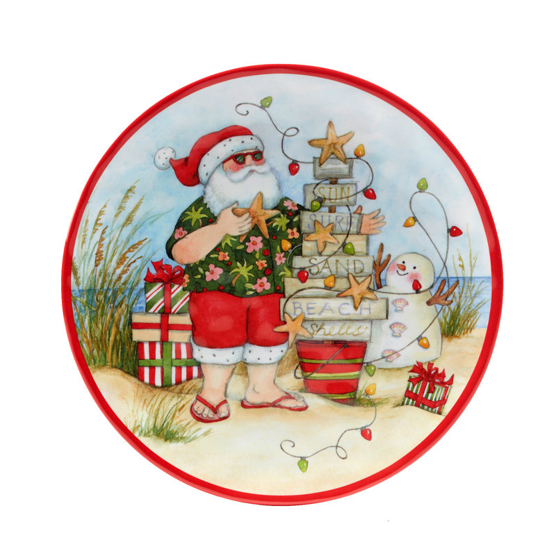 Santa's Wish Holiday Melamine Dinnerware Set, Service for 4