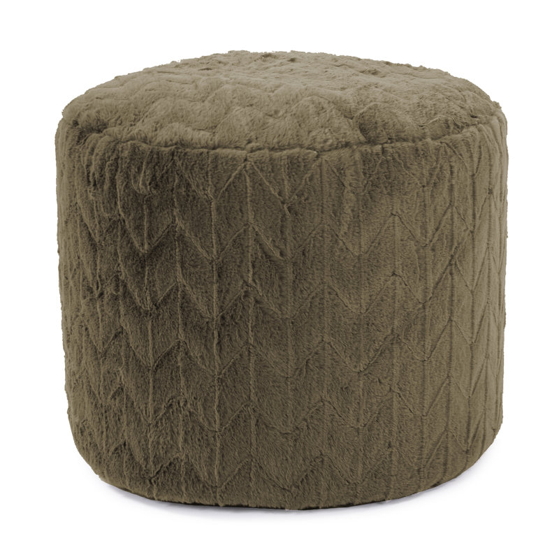 Upholstered Pouf, Angora Moss Polyester