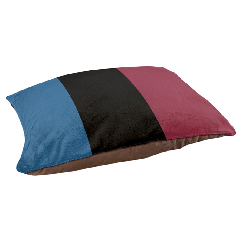 Coussin rectangulaire designer Kansas City, Petit (L 18 po x l 28 po), Bleu / noir / bourgogne