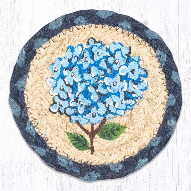  Sous-verre à imprimé hortensia bleu IC-362 5 po x 5 po