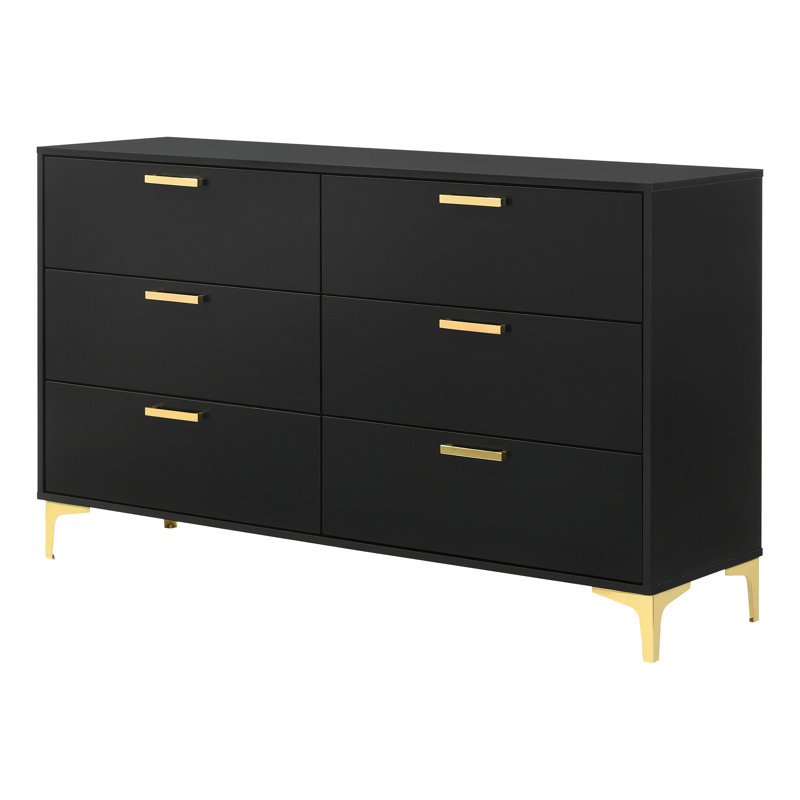 Beggs Black and Gold 6-Drawer Rectangular Dresser