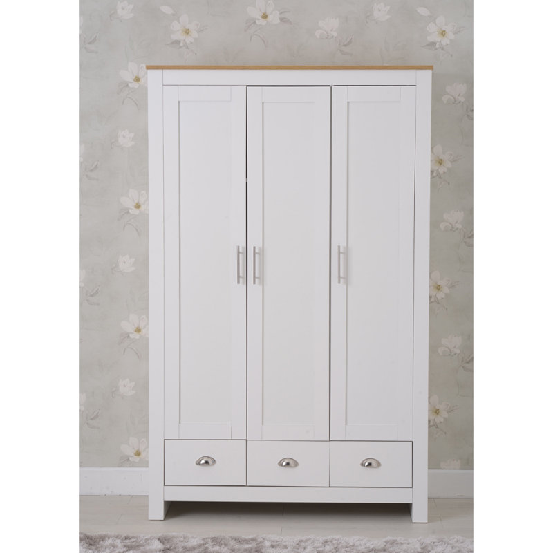 Annieruth 3 Door Manufactured Wood Wardrobe, White